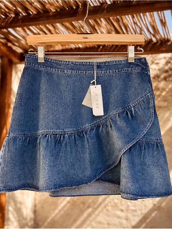 Gilli Dresses & Skirts - Gilli Asymmetrical Ruffle Denim Skirt - Blue